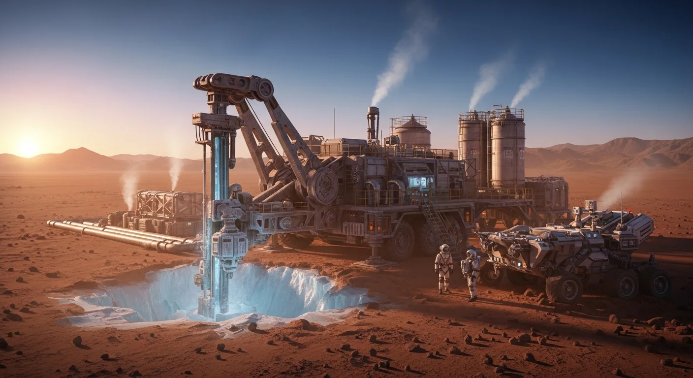 Rodwell ice mining and in-situ resource processing on the Martian surface